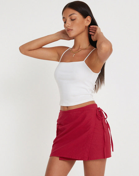 Rolo Mini Skirt in PU Blood Red