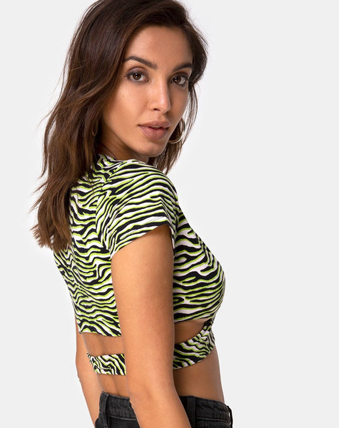 Valiza Top in Zebra Fluro Green