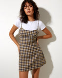 Image of Valy Slip Dress in 40s Check Tan