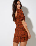 Varie Mini Dress in Dainty Daisy Bombay Brown