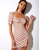 Varie Mini Dress in New Polka Nude Black