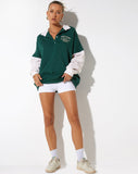 image of Varsity Oversized Jacket in Forest Green Winter White Sport Society