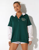 image of Varsity Oversized Jacket in Forest Green Winter White Sport Society