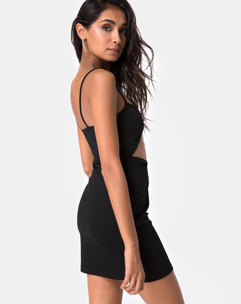 Venchy Bodycon Dress in Diamante Ring Black