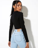 Image of Venema Long Sleeve Top in Rib Black