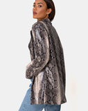 Verra Oversized Blazer in PU Beige Snake