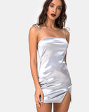 Verso Bodycon Dress in Satin Ice Silver