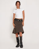 image of Vieve Low Rise Midi Skirt in Dark Grey