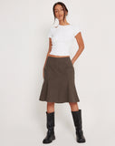 image of Vieve Low Rise Midi Skirt in Dark Grey