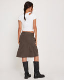 image of Vieve Low Rise Midi Skirt in Dark Grey