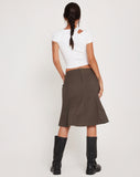 image of Vieve Low Rise Midi Skirt in Dark Grey