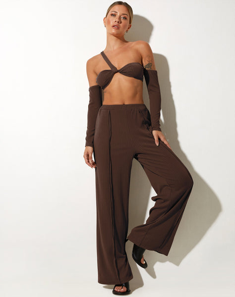 image of Obera Wide Leg Trouser in Bitter Chocolate