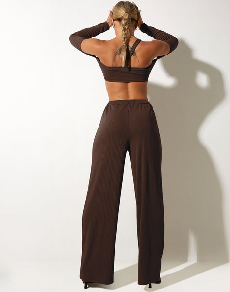 image of Obera Wide Leg Trouser in Bitter Chocolate