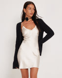 image of Vilarica Mini Slip Dress in Satin Pearled Ivory with Lace