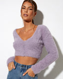 Image of Vima Cropped Cardigan in Knit Dusty Lilac