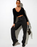 Image of Vima Cropped Cardigan in Knit Black