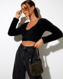 Image of Vima Cropped Cardigan in Knit Black