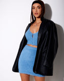 Kimmy Mini Skirt in Furry Knit Charcoal Blue