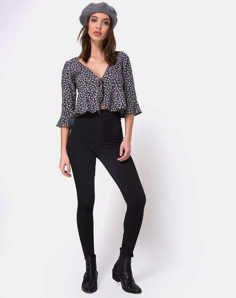 Vinequa Blouse in Ditsy Rose Black