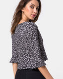 Vinequa Blouse in Ditsy Rose Black