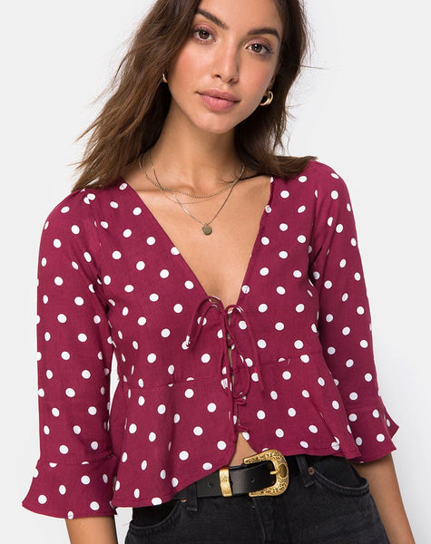 Vinequa Top in Medium Polka Wine