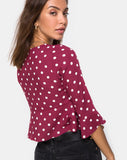 Vinequa Top in Medium Polka Wine