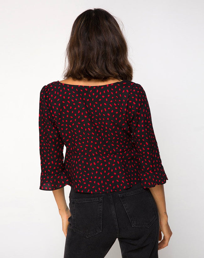 Vinequa Top in Mini Diana Dot Black and Red