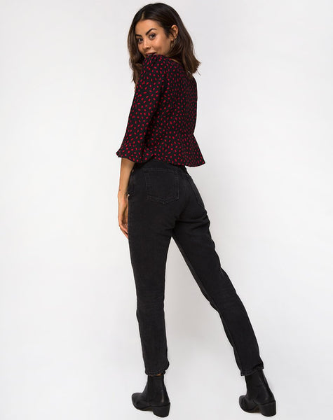 Vinequa Top in Mini Diana Dot Black and Red