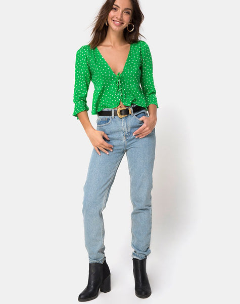 Vinequa Blouse in Mini Diana Dot Green