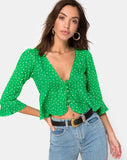 Vinequa Blouse in Mini Diana Dot Green