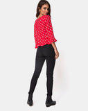 Vinequa Top in Medium Polka Red and White