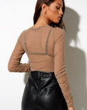 Vinta Crop Top in Mesh Taupe