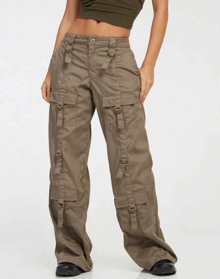 Shan Wide Leg Trouser in Dark Olive