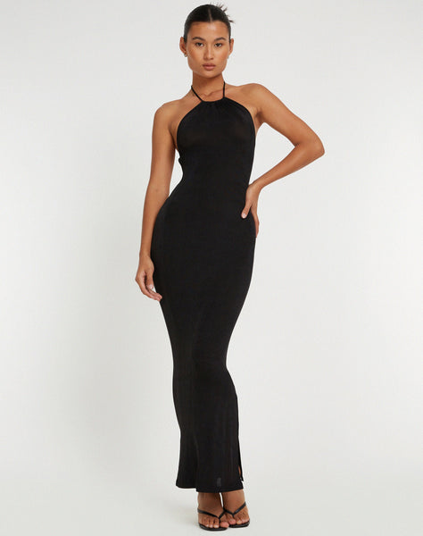 image of Virnilia Halterneck Maxi Dress in Black