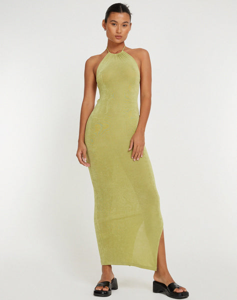 Image of Virnilia Halterneck Maxi Dress in Lime