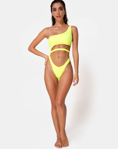 Vixie Swimsuit in Coated Lime