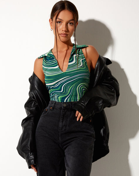 Image of Vende Vest Top in 70s Ripple Green