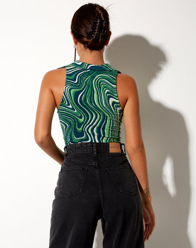 Image of Vende Vest Top in 70s Ripple Green