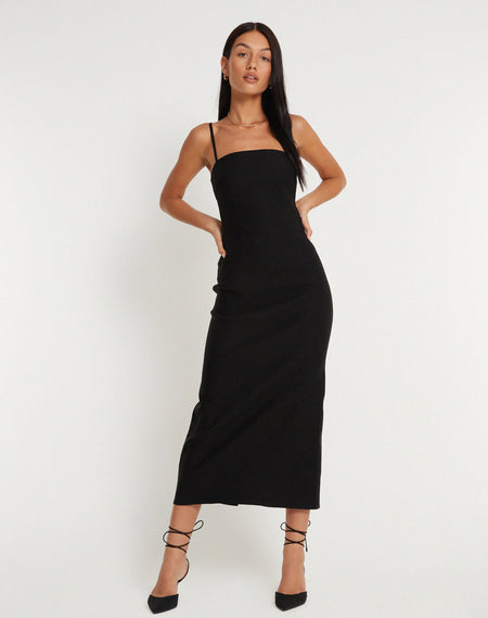 Dayuna Bandeau Midi Dress in Black