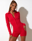 Image of Warna Playsuit in Rib Red