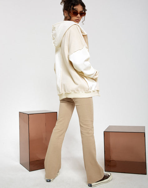 Motel X Barbara Kristoffersen Wati Hoodie in Panelled Ivory and Winter White