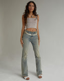 image of Frayed Low Rise Jeans in Light Wash Sandy Tint