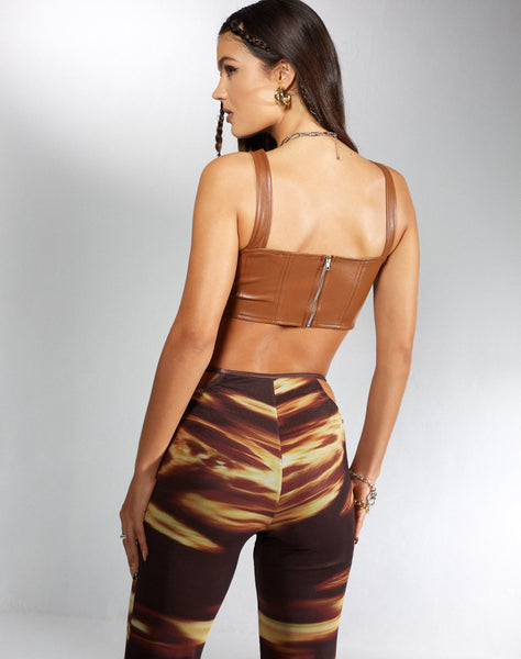 Image of MOTEL X IRIS Wawi Crop Top in PU Chocolate