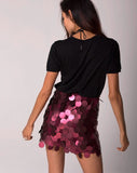 Weaver High Waisted Skirt in Rose Big Disc Sequin