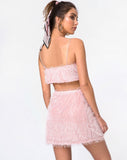 Weaver High Waist Skirt in Fringe Sugar Pink