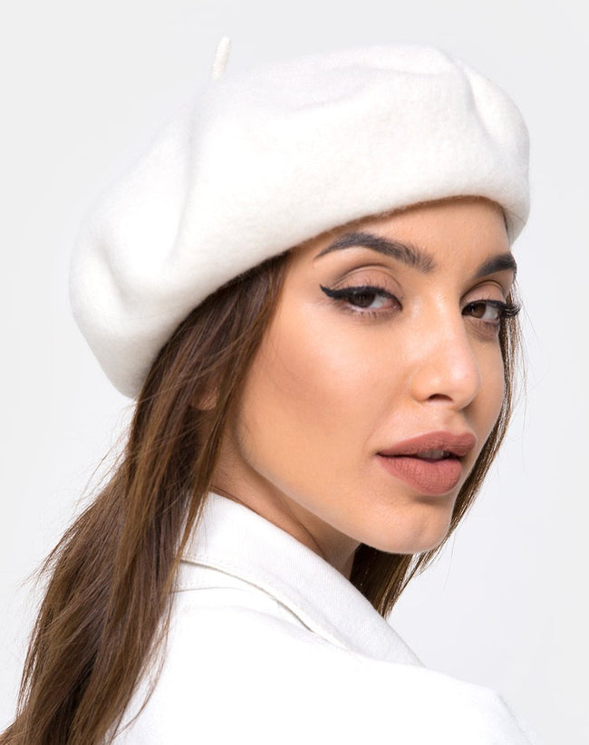 Wool Beret in Cream