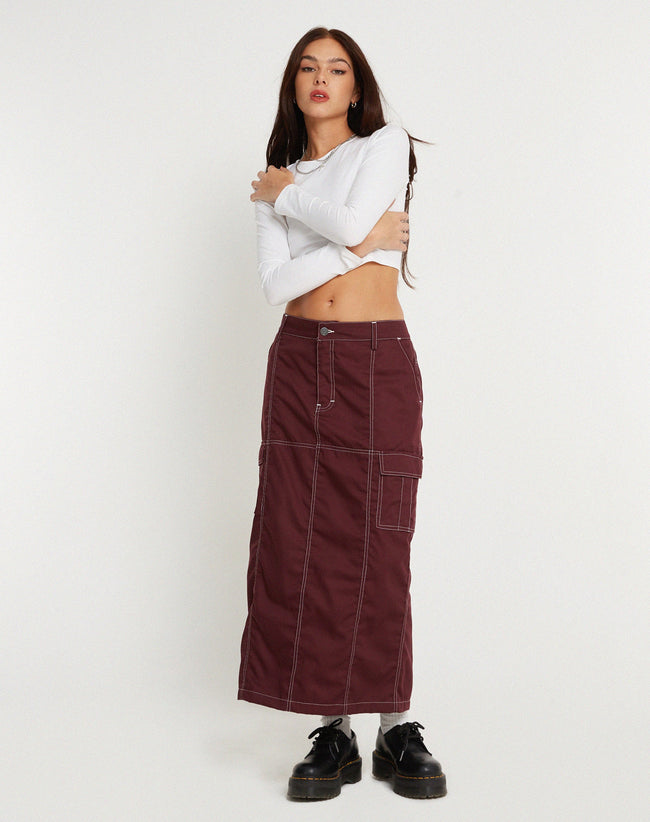 Image of Widya Skirt Redwood White Top Stitch