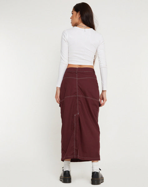 Image of Widya Skirt Redwood White Top Stitch