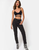 Wrap Around Bralet in Rib Black