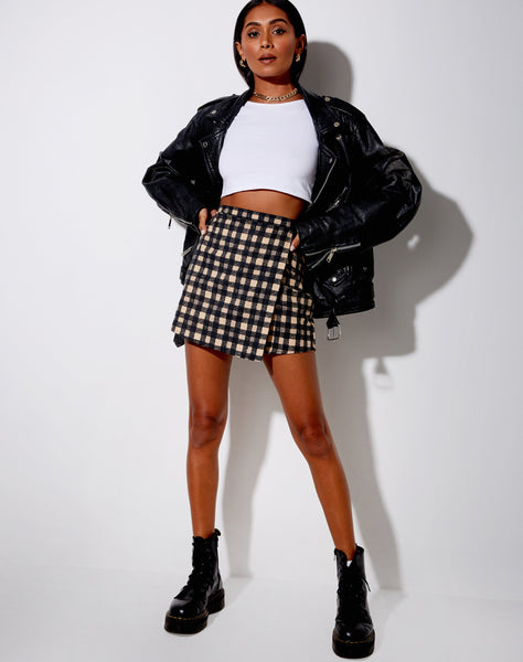 Wrap Mini Skirt in 90's Grunge Check